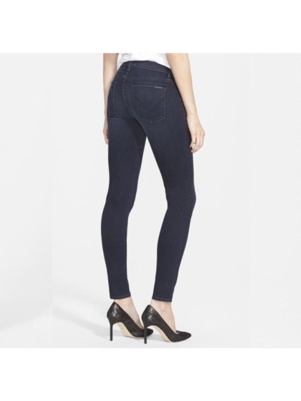 Hudson Nico Super Skinny Midrise Jeans In Midnight Navy Blue Denim Size 31